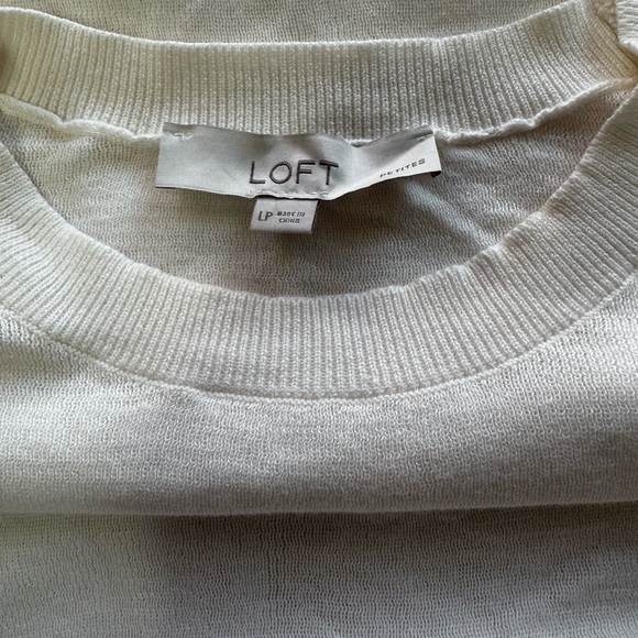 Petite Loft Ivory Crew neck Long Sleeve Puffy Sweater - Picture 4 of 4